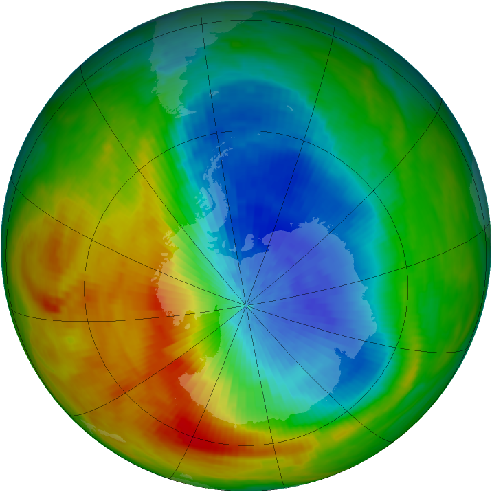 Antarctic ozone map for 10 October 1982
